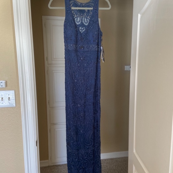 Sue Wong Beaded Gown, Blue Size 8 - Picture 4 of 6